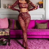Top with Pantyhose S/L - Wine Red