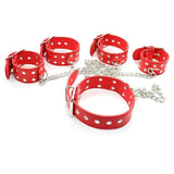Neck collar and hogtie restraints with chain red