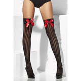 Fever - Black Sheer Hold Ups with Red Bows