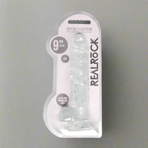 Realrock 9" Crystal Clear +Balls Clear Dildos & Dongs My Amazing Fantasy
