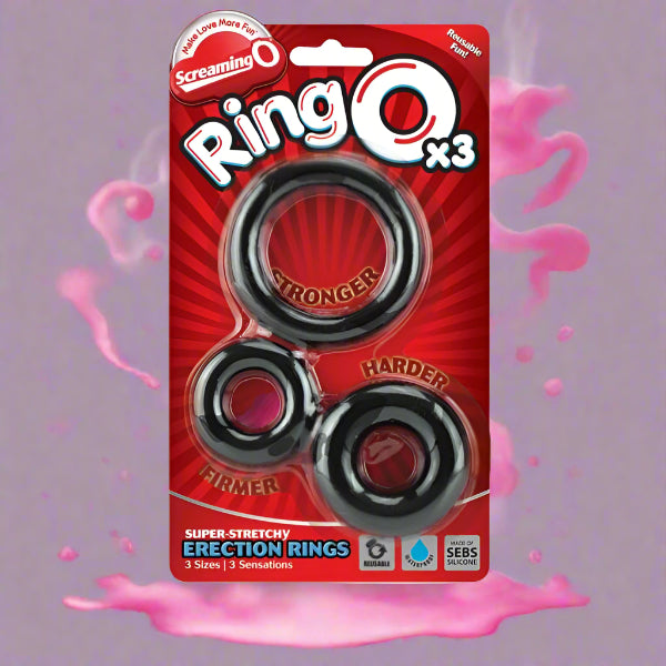 RingOs 3 Pack - Black Cock Rings My Amazing Fantasy
