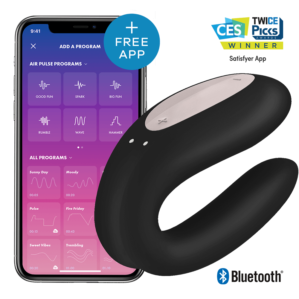 Satisfyer - Double Joy - Black - App Enabled Toys My Amazing Fantasy