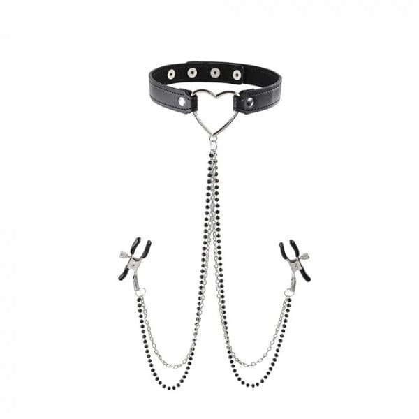 S&M Amor Collar with Nipple Jewelry Fetish My Amazing Fantasy