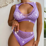 Short and Top with Rhinestones S/L - Purple