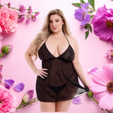 Baci Eco Lace & Mesh Chemise Black Q