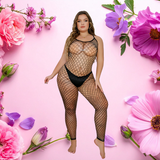 Plus Size Footless Crochet Bodystocking