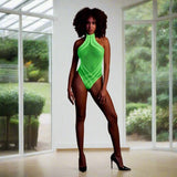 Halter Tie Neck Bodysuit OS Green Lingerie & Clothing My Amazing Fantasy 