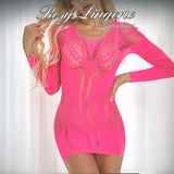 Kingspearl Rosy Lingerie Long Sleeve Mini Dress