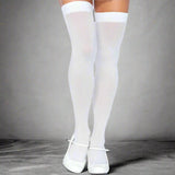 White Nylon Thigh Highs - Queen Size