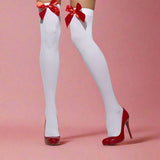 Opaque Hold-Ups White with Red Bows