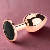 Rosebud Anal Plug Large Rose Gold - Black 'Gem'