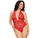 Dreamgirl - Red Lace Teddy With Heart Cut-Out Detail - Queen Size