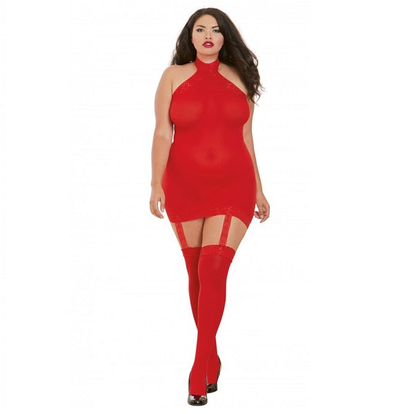Dreamgirl Sheer Dress With Stockings - Red QS Womens Lingerie & Clothing My Amazing Fantasy 