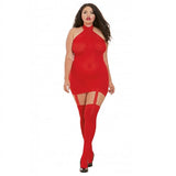 Dreamgirl Sheer Dress With Stockings - Red QS