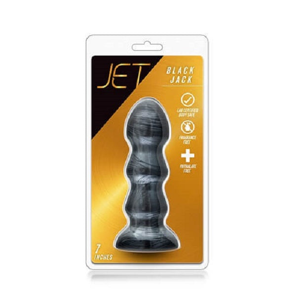 Jet - Black Jack Large Ribbed Butt Plug 7" Butt Plugs My Amazing Fantasy 