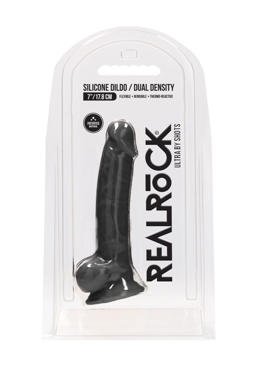 Realrock 7" Black Silicone Dildo with Balls Dildos & Dongs My Amazing Fantasy 