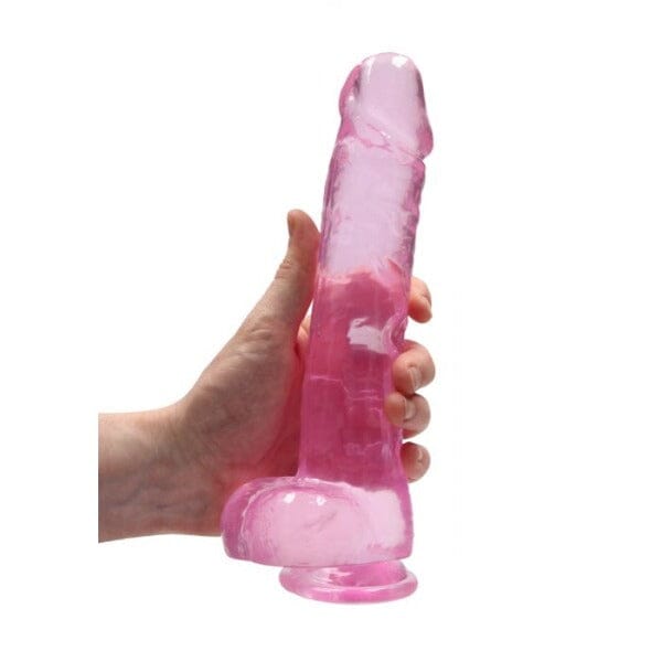 Realrock 9" Crystal Clear +Balls Pink Dildos & Dongs My Amazing Fantasy 