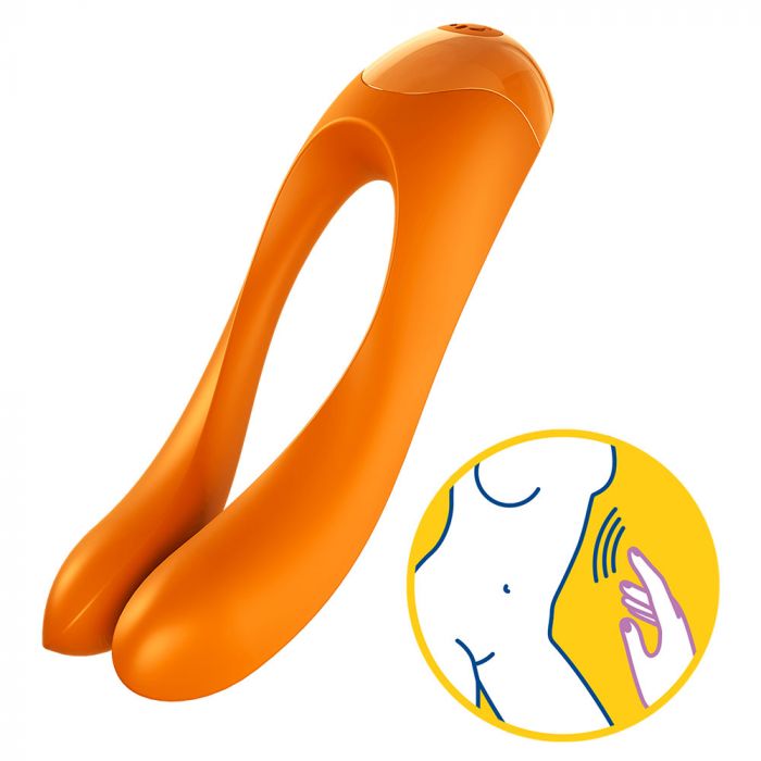 Satisfyer Candy Cane Finger Vibrator - Orange Toys My Amazing Fantasy 