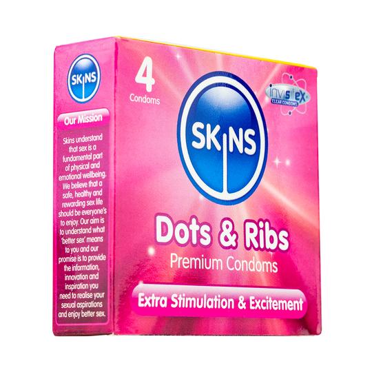Skins Condoms Dots & Ribs - 4 Pack Condoms My Amazing Fantasy 